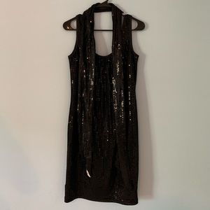 New York & Co. Black Sequin Dress and Scarf Bundle